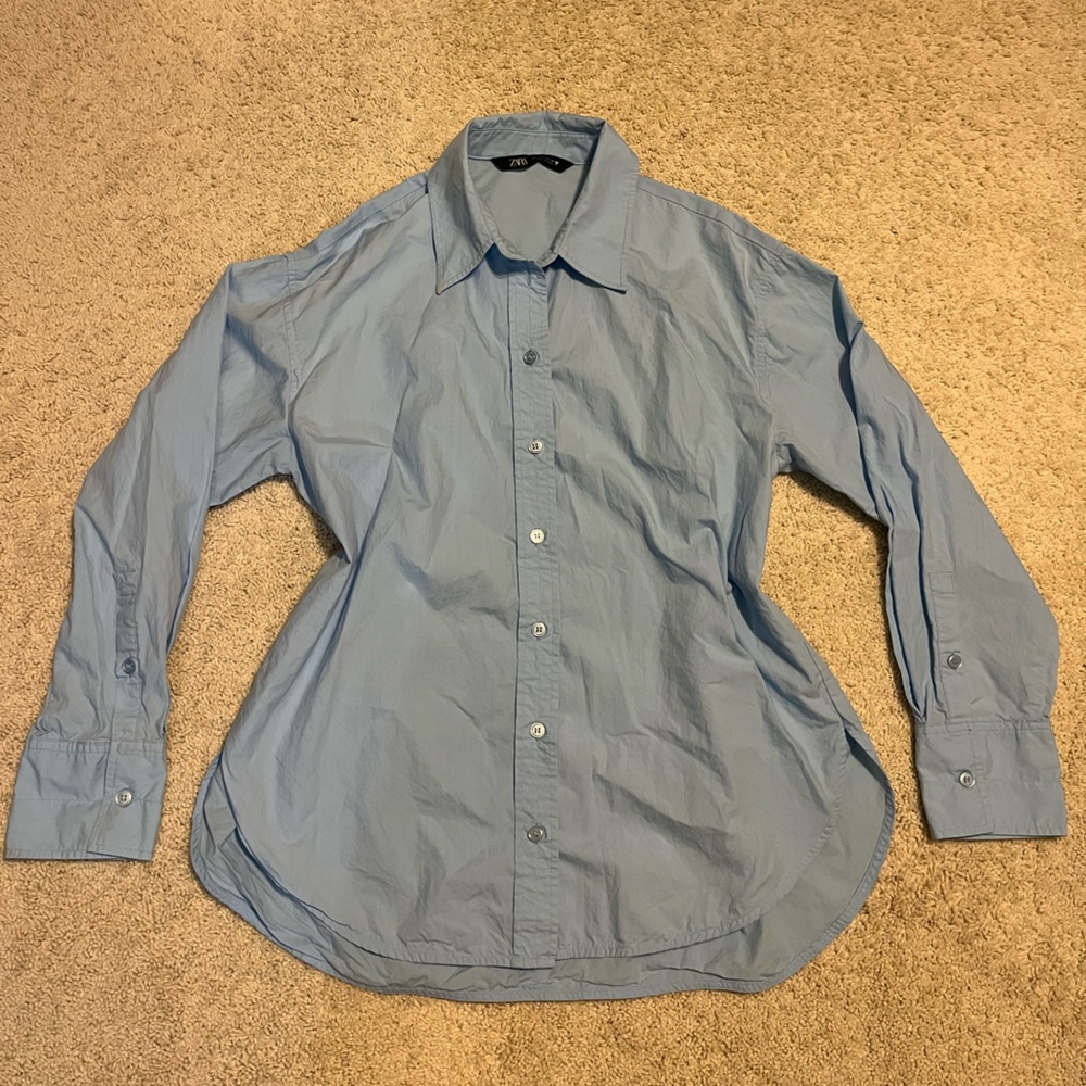 Zara Sky Blue button down Shirt